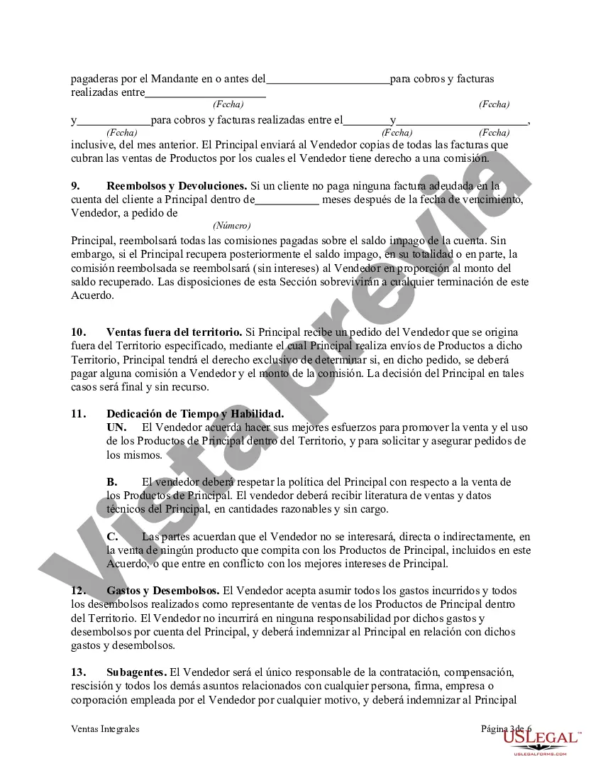 Preview Acuerdo de Agencia de Venta Integral con Territorio Exclusivo