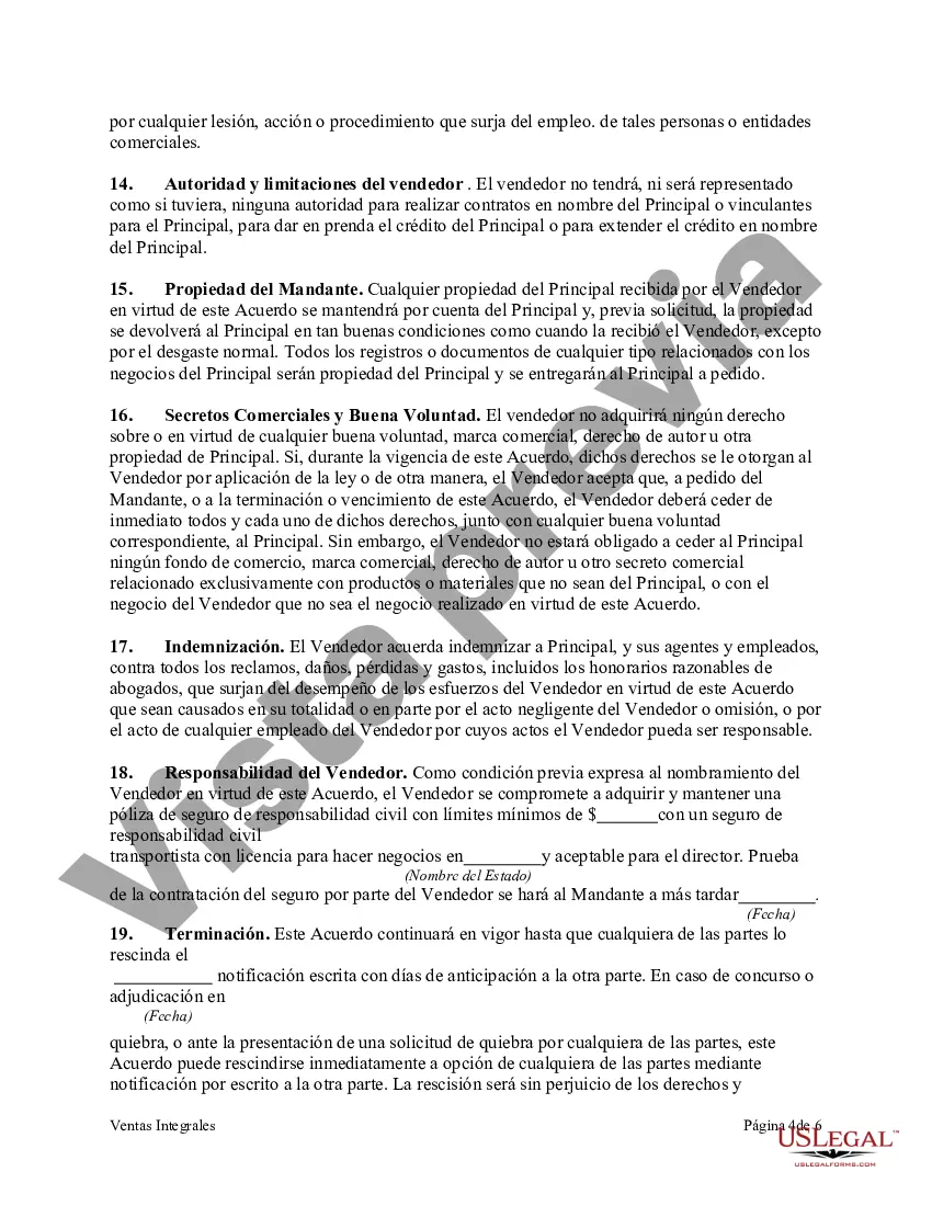 Preview Acuerdo de Agencia de Venta Integral con Territorio Exclusivo