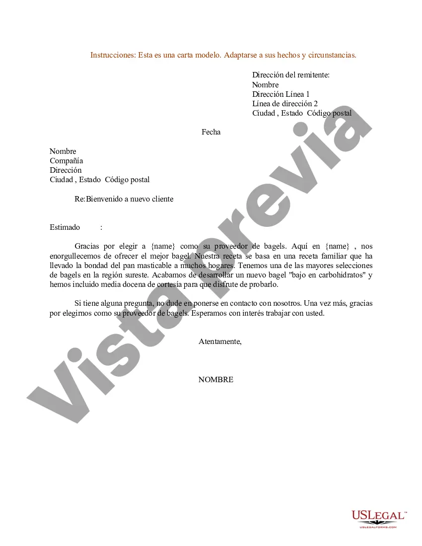Preview Ejemplo de carta de bienvenida a nuevos clientes