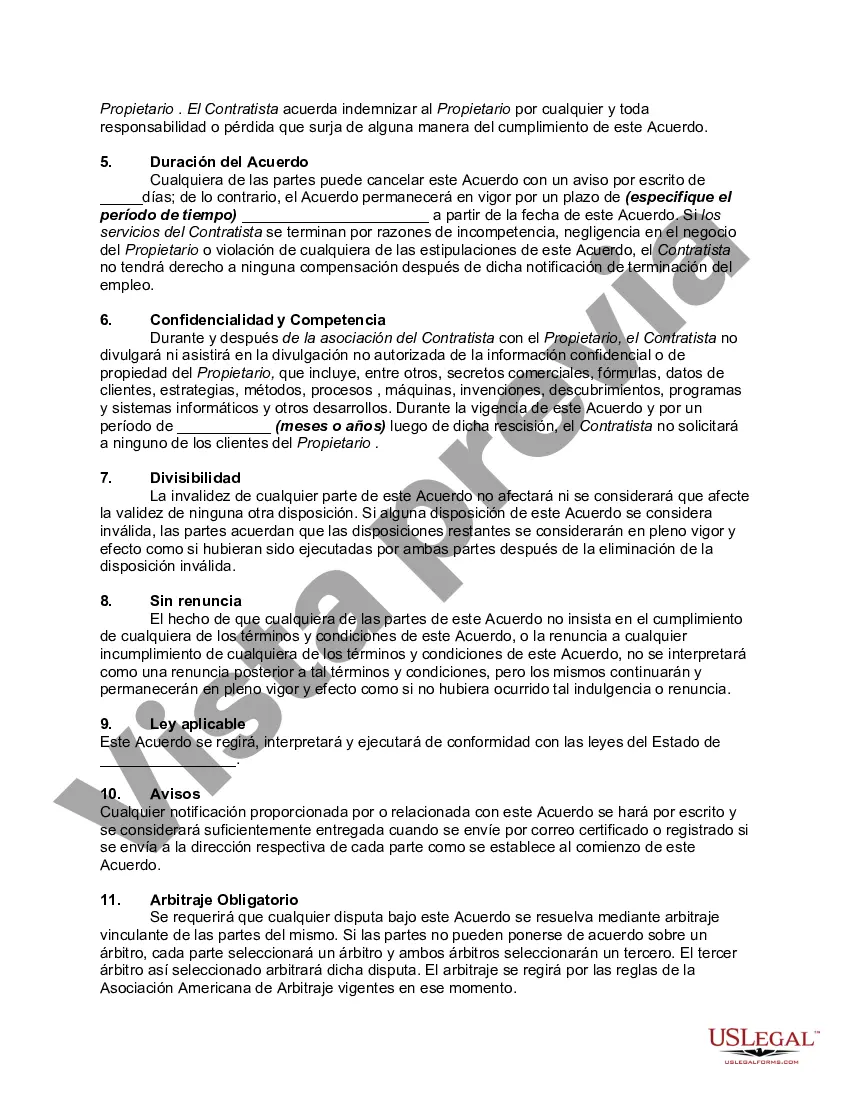Preview Acuerdo de contratista independiente con terapeuta de masaje