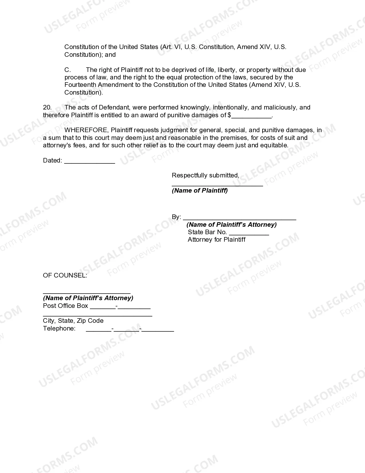 Preview Complaint Against Police Officer for Unlawful Arrest, Search, and Incarceration Resulting in Personal Injuries - Police Brutality and Unlawful Detainment