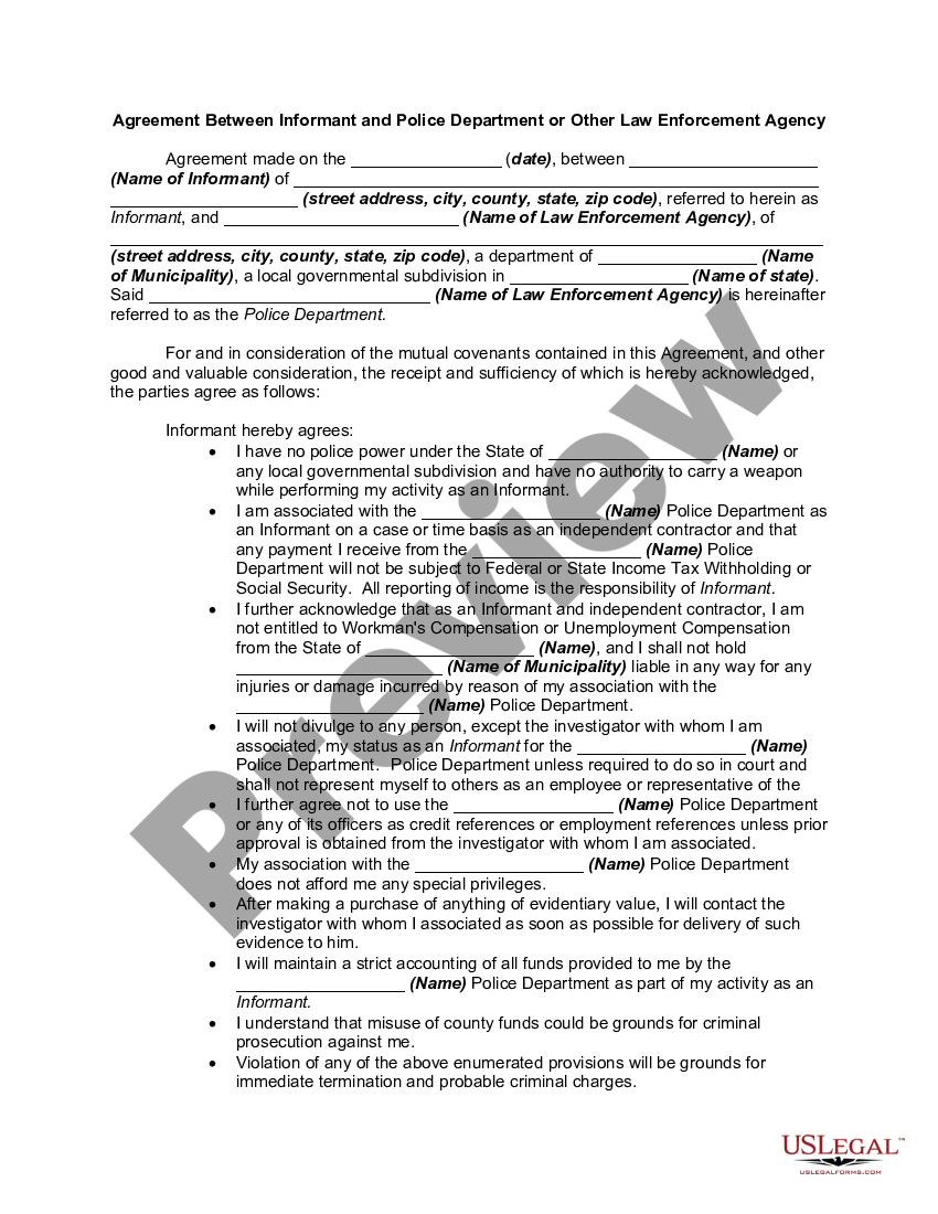 north-carolina-agreement-between-informant-and-police-department-or