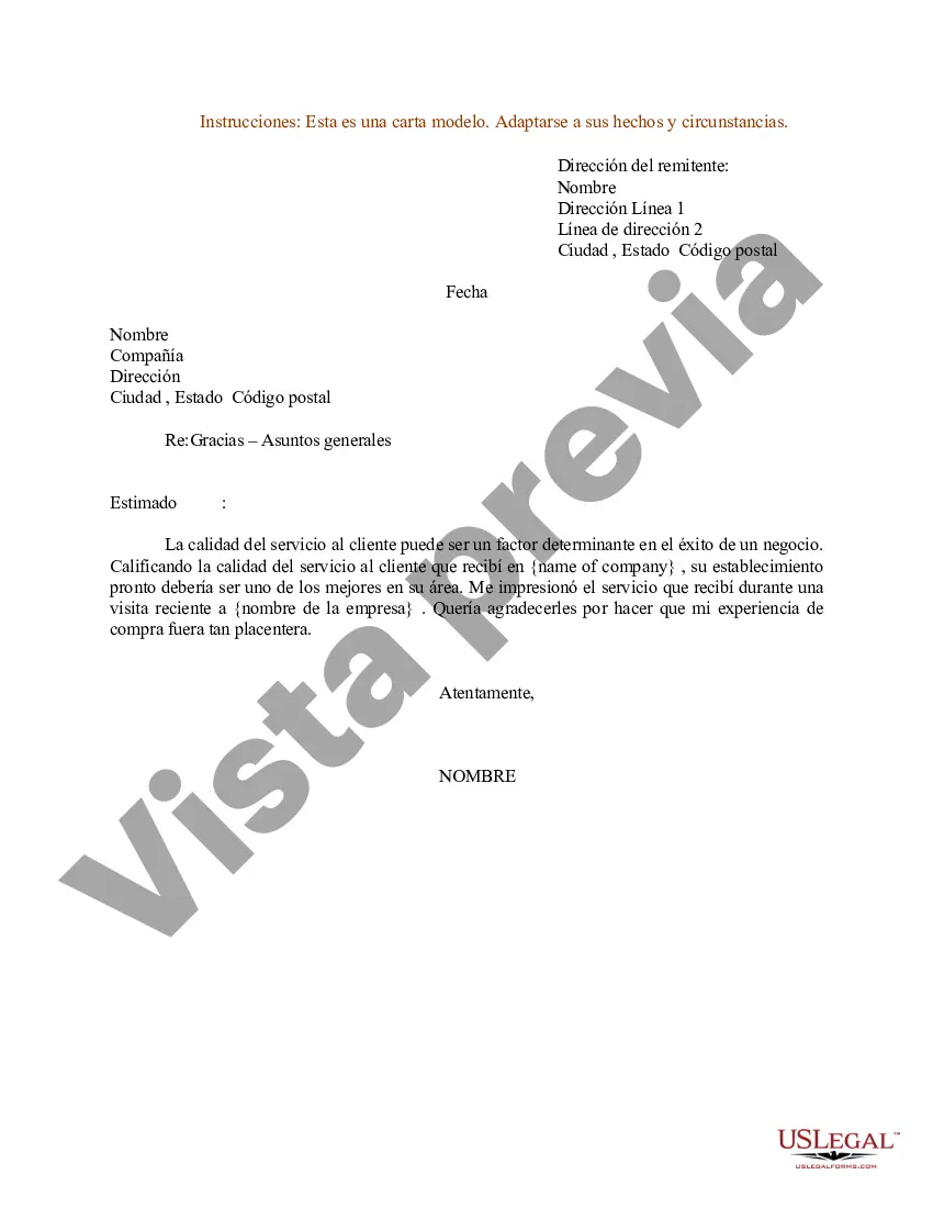 Preview Ejemplo de carta de agradecimiento - Negocios generales
