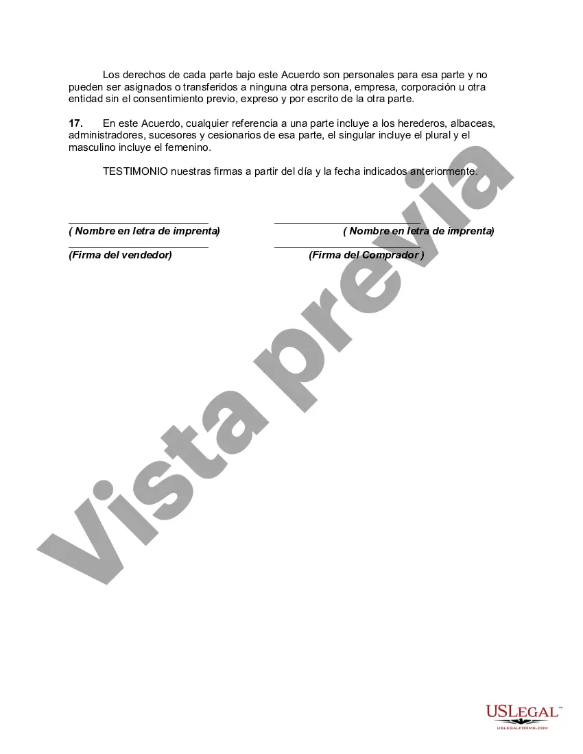 Preview Formulario General de Acuerdo para la Venta de Negocios por Propietario Único - Acuerdo de Compra de Activos