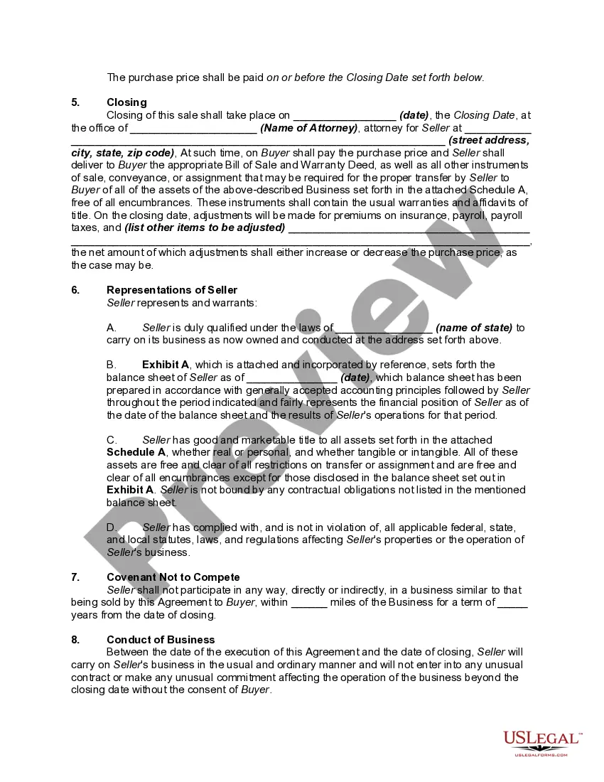Get General Form of Agreement for Sale of Business by Sole Proprietor - Asset Purchase Agreement Preview General Form of Agreement for Sale of Business by Sole Proprietor - Asset Purchase Agreement