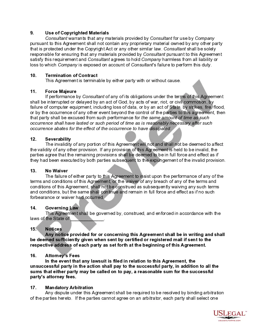 Preview Contract for Computer Consultant Services with Regard to Website Design