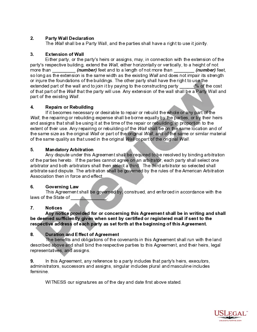 Get Agreement Establishing Party Wall with Grant of Land to Cure Encroachment Preview Agreement Establishing Party Wall with Grant of Land to Cure Encroachment