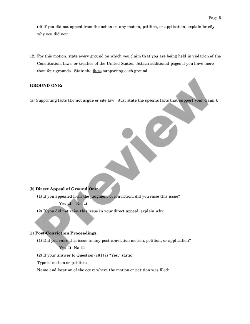 Get Motion to Vacate, Set Aside, Modify or Correct a Sentence by a Person in Federal Custody Preview Motion to Vacate, Set Aside, Modify or Correct a Sentence by a Person in Federal Custody
