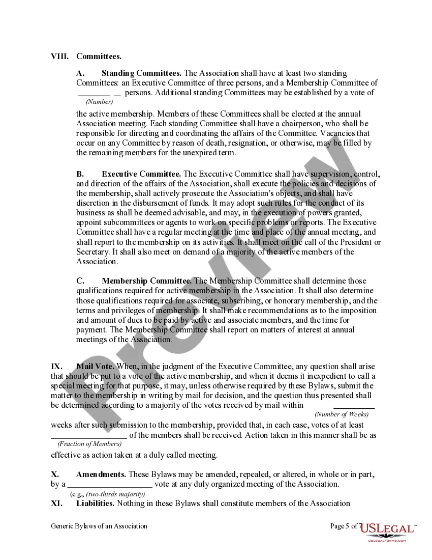 Get Generic Bylaws of an Association Preview Generic Bylaws of an Association