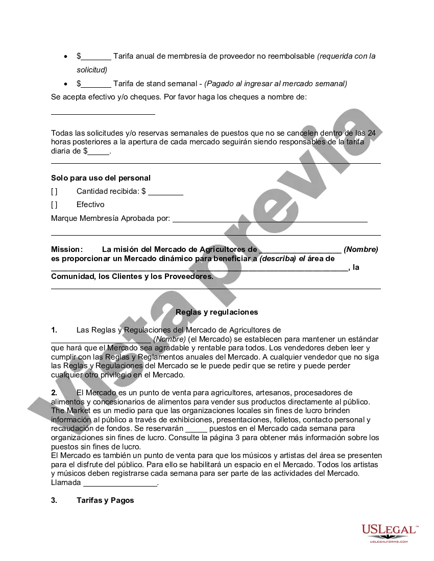 Preview Solicitud de Mercado de Agricultores y Reglas y Regulaciones