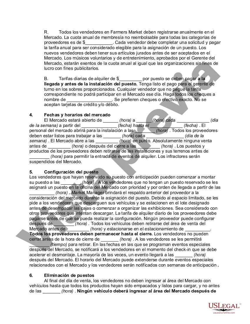 Preview Solicitud de Mercado de Agricultores y Reglas y Regulaciones