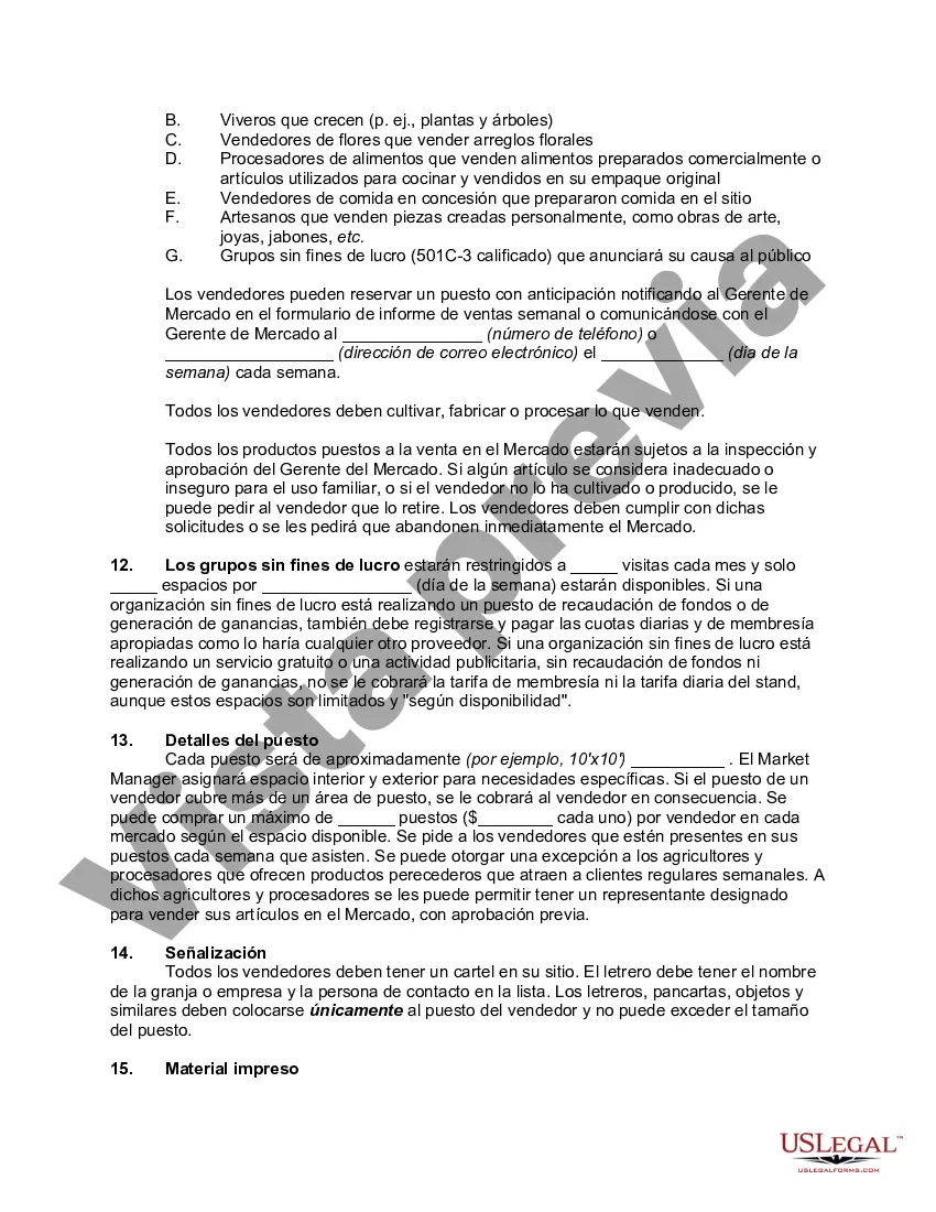 Preview Solicitud de Mercado de Agricultores y Reglas y Regulaciones