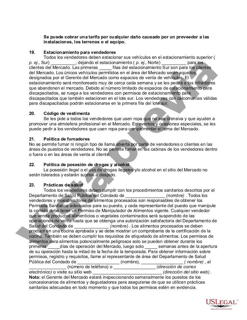 Preview Solicitud de Mercado de Agricultores y Reglas y Regulaciones