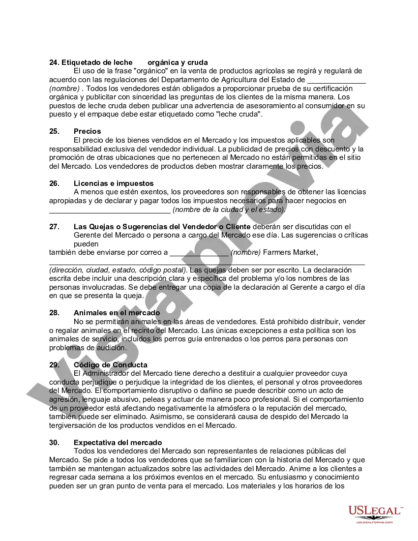 Preview Solicitud de Mercado de Agricultores y Reglas y Regulaciones