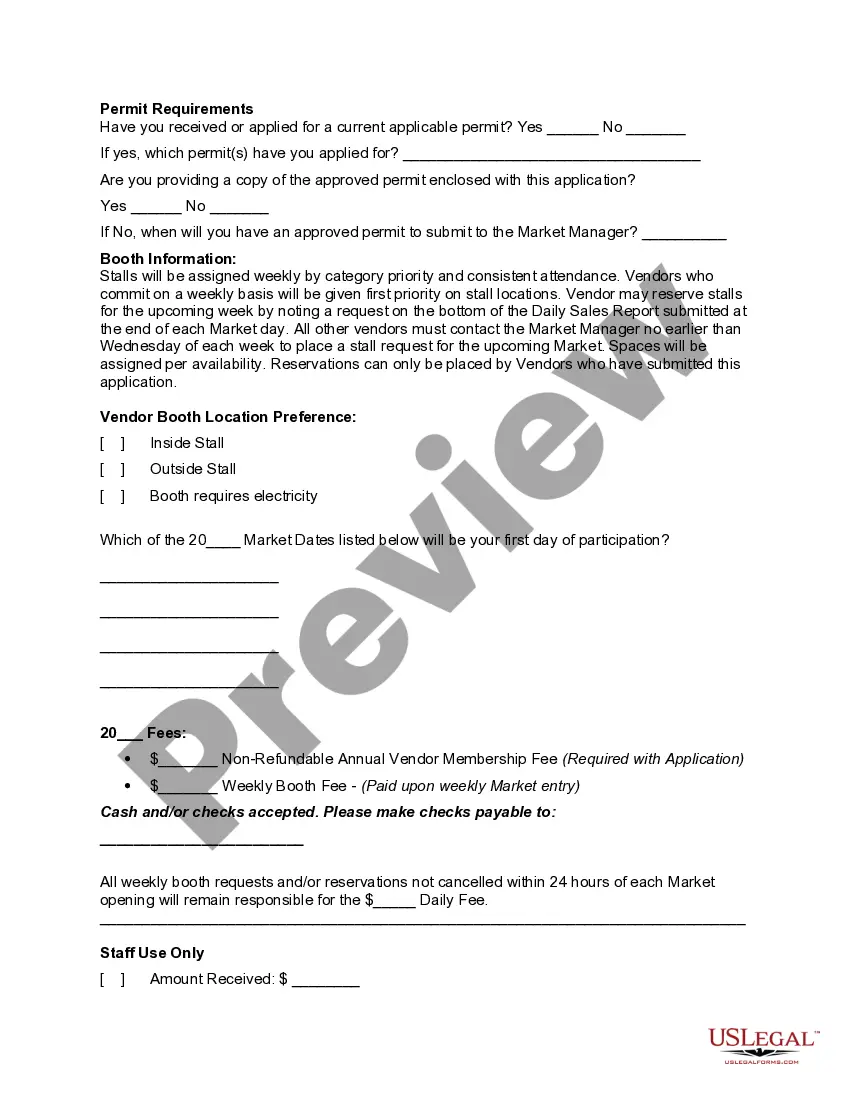 Get Farmers Market Application and Rules and Regulations Preview Farmers Market Application and Rules and Regulations