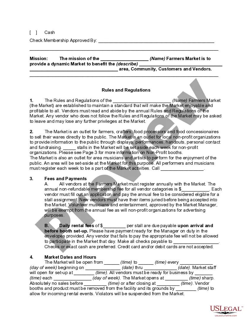 Get Farmers Market Application and Rules and Regulations Preview Farmers Market Application and Rules and Regulations