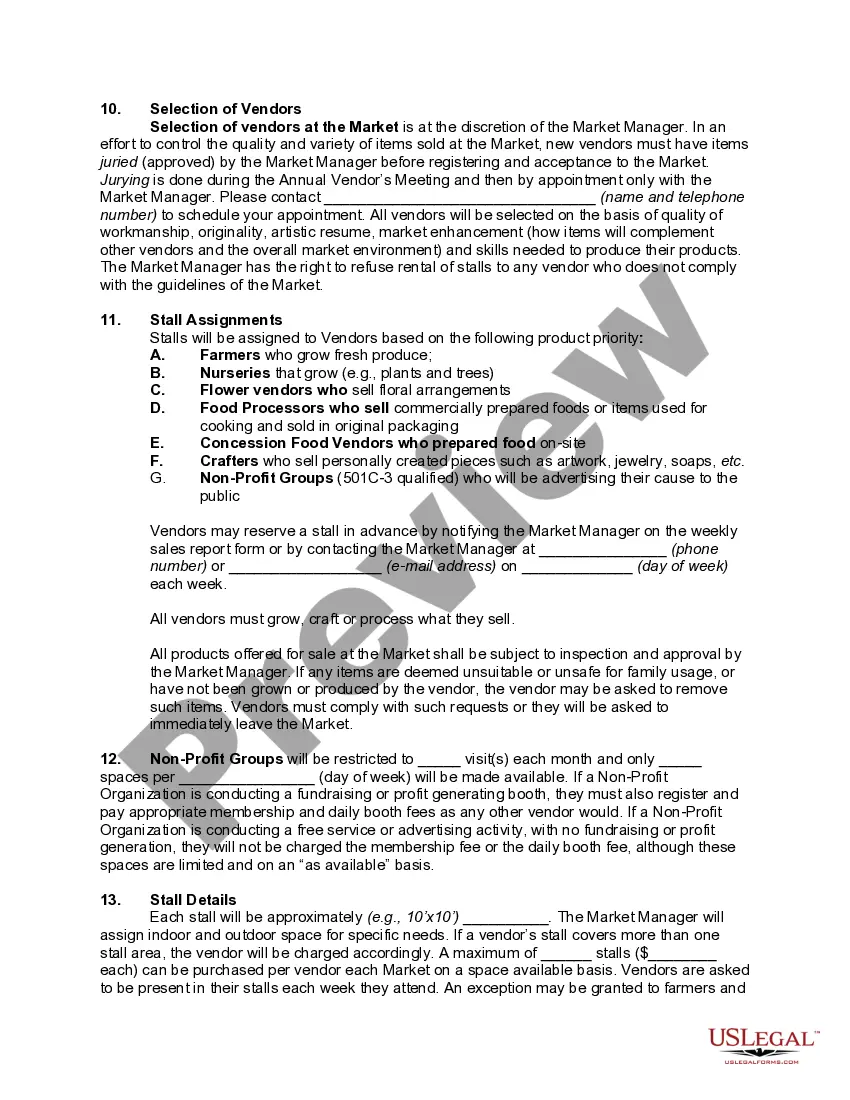 Get Farmers Market Application and Rules and Regulations Preview Farmers Market Application and Rules and Regulations