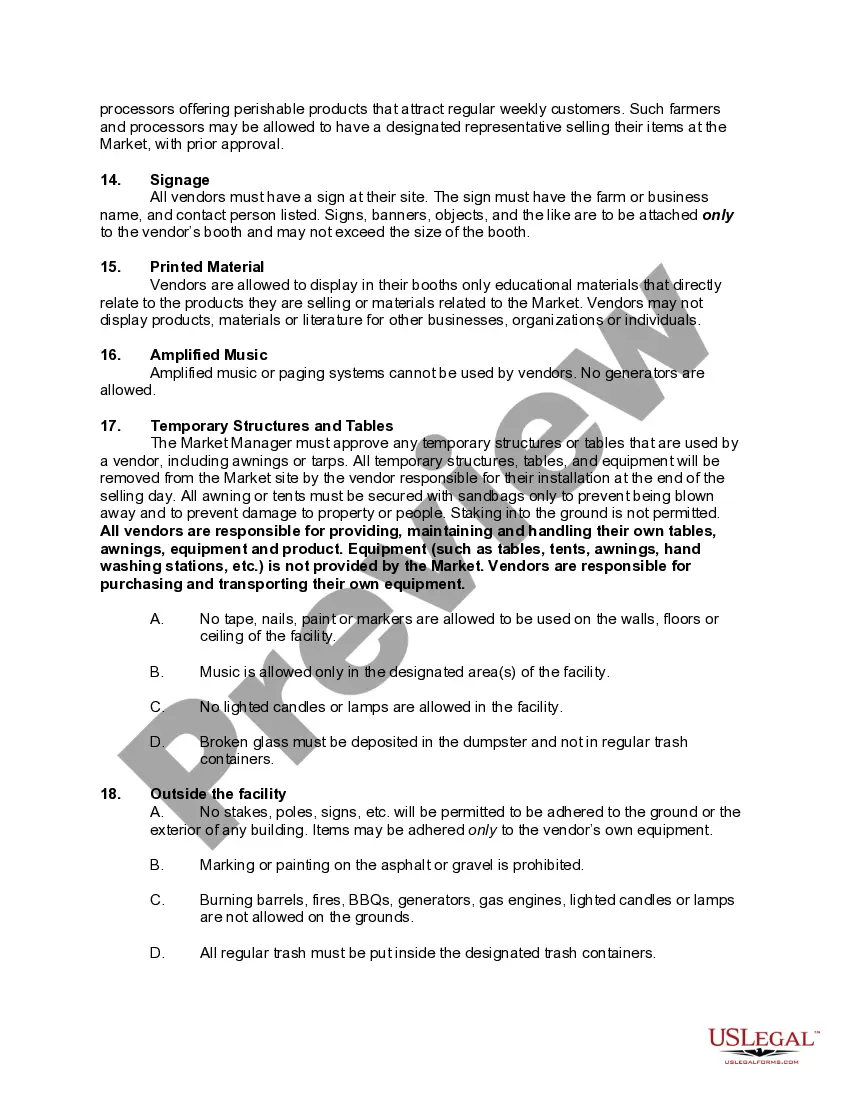 Get Farmers Market Application and Rules and Regulations Preview Farmers Market Application and Rules and Regulations