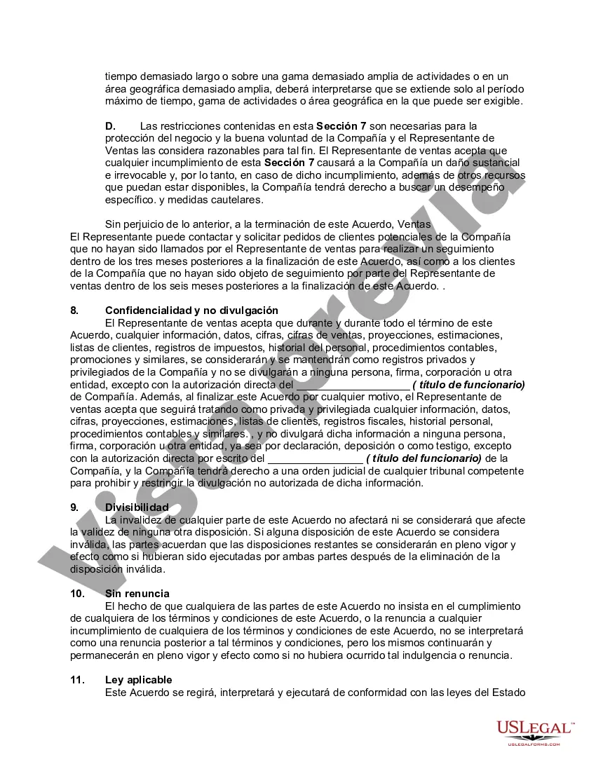 Preview Acuerdo con Representante de Ventas como Contratista Independiente para Realizar Ventas Telefónicas de Productos Promocionales - Acuerdo de Telemercadeo