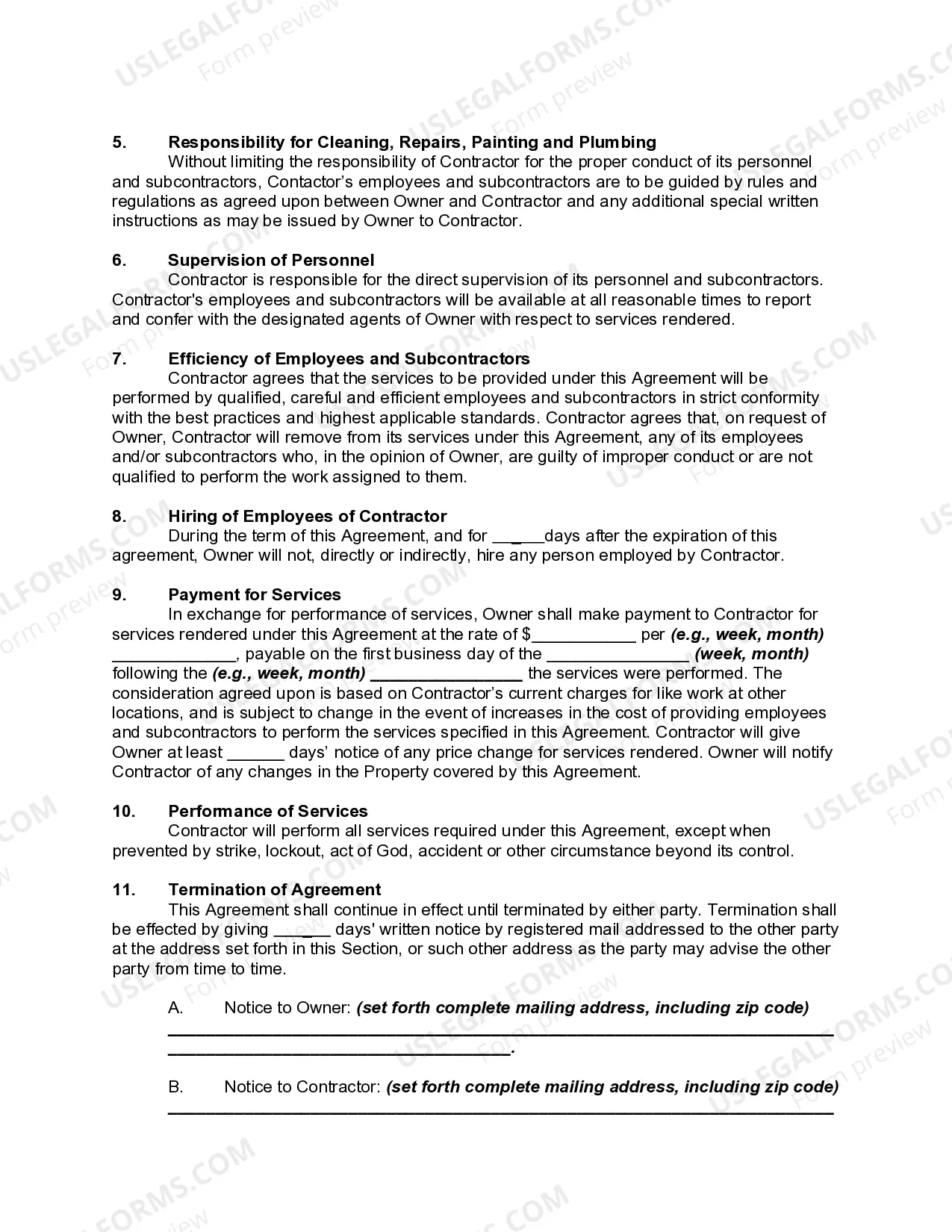 Preview Agreement to Manage Painting, Repairs and Plumbing of a Building