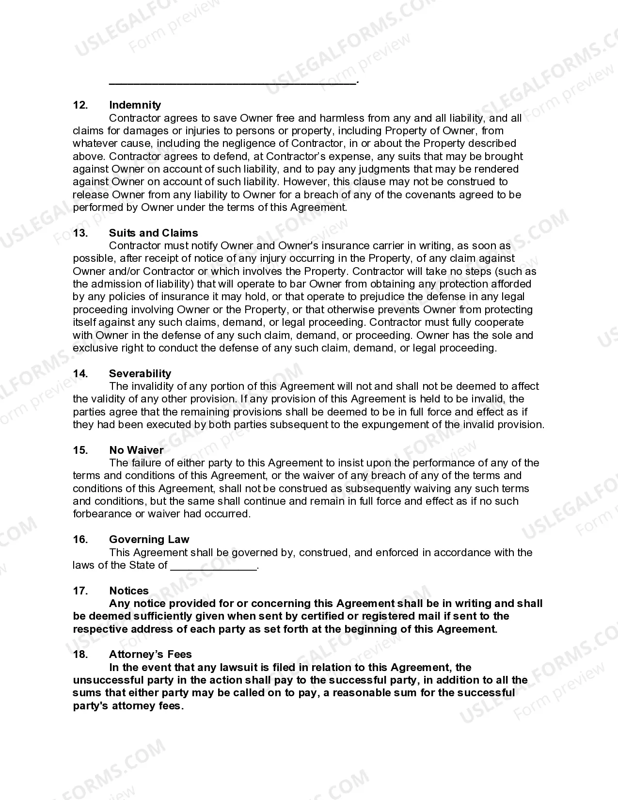 Preview Agreement to Manage Painting, Repairs and Plumbing of a Building