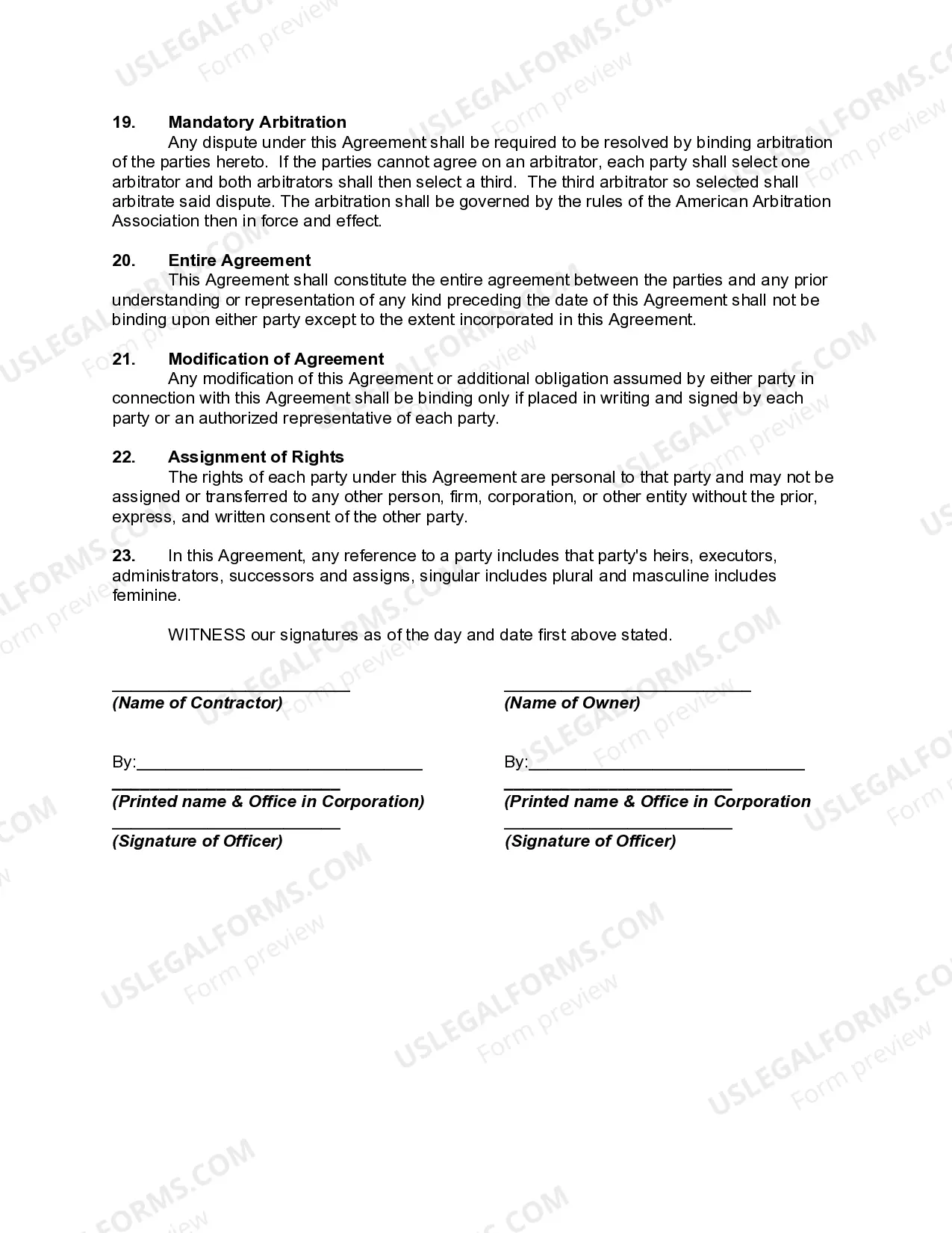 Preview Agreement to Manage Painting, Repairs and Plumbing of a Building