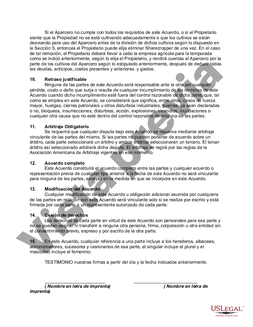 Preview Contrato o Convenio de Aparcería