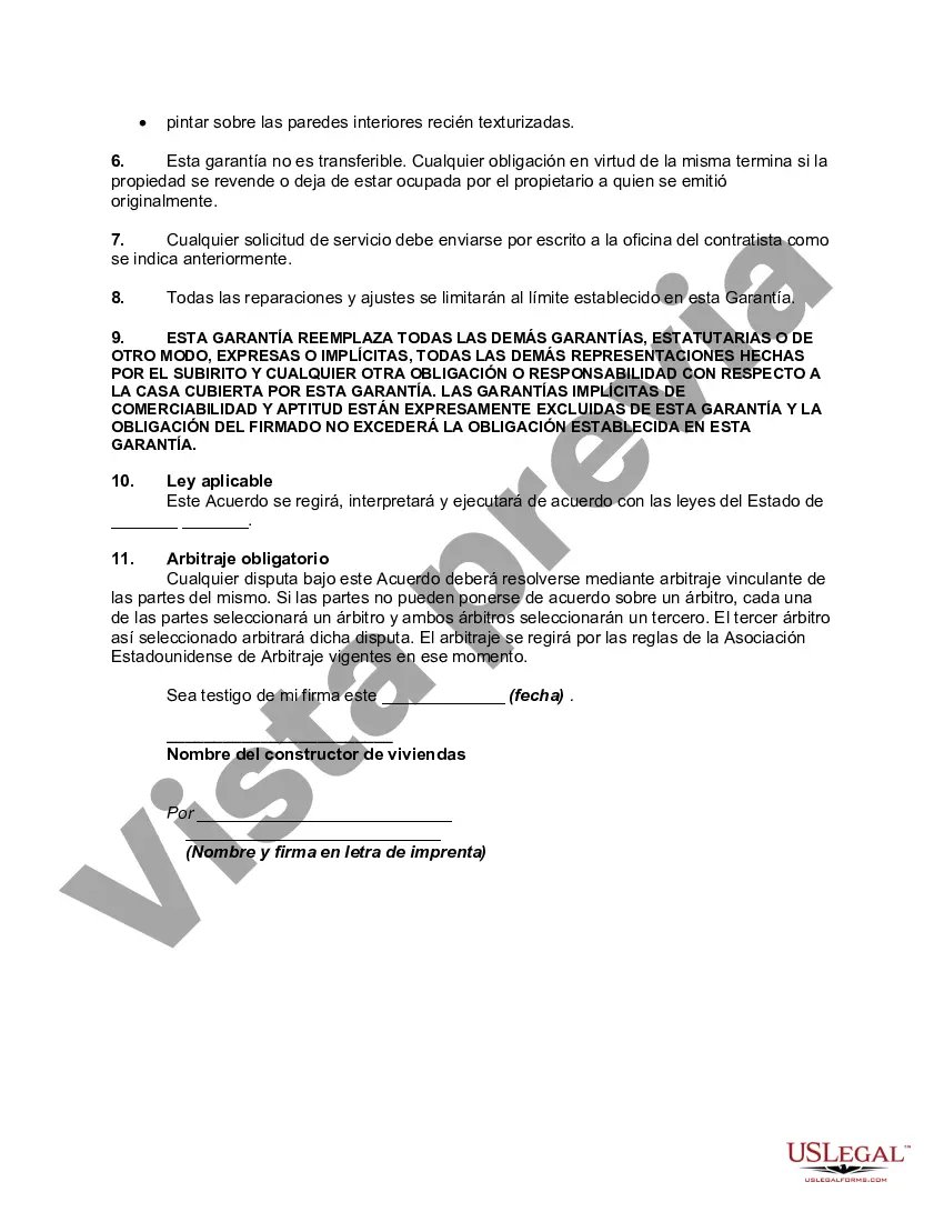 Preview Acuerdo de garantía del constructor de viviendas
