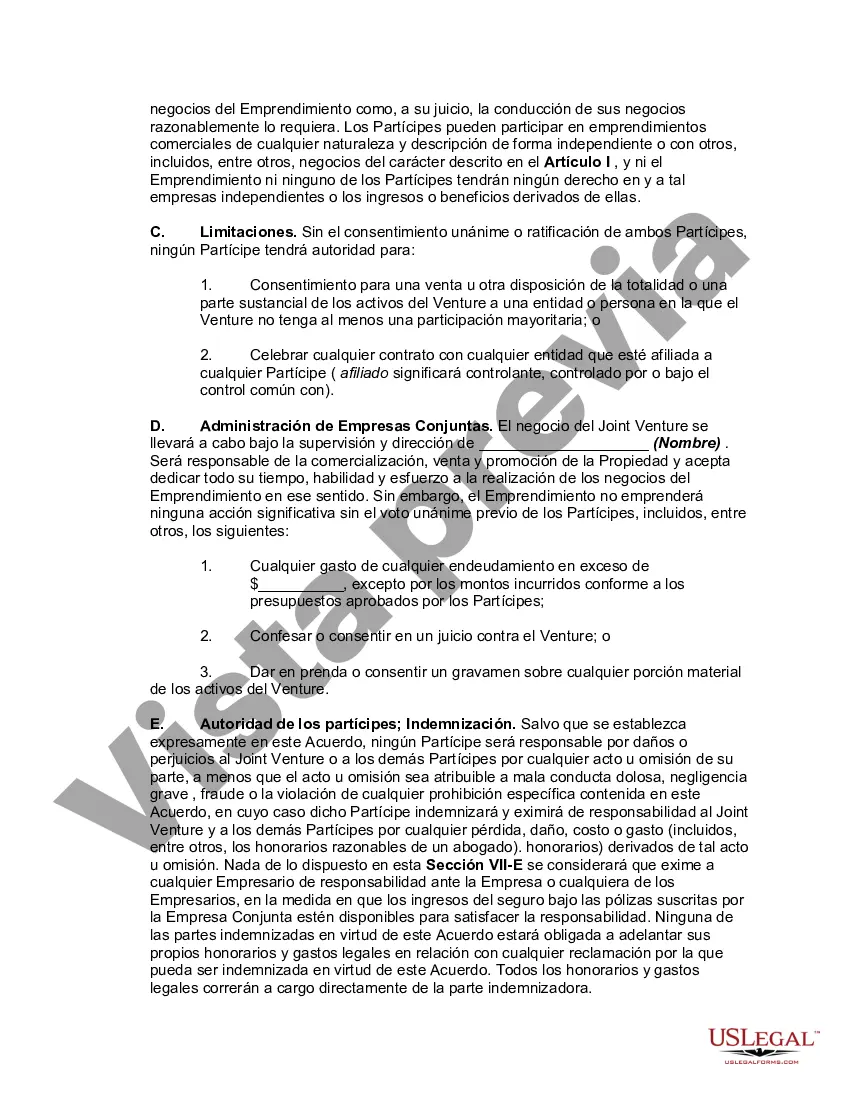 Preview Acuerdo de empresa conjunta para poseer, desarrollar y operar un parque industrial