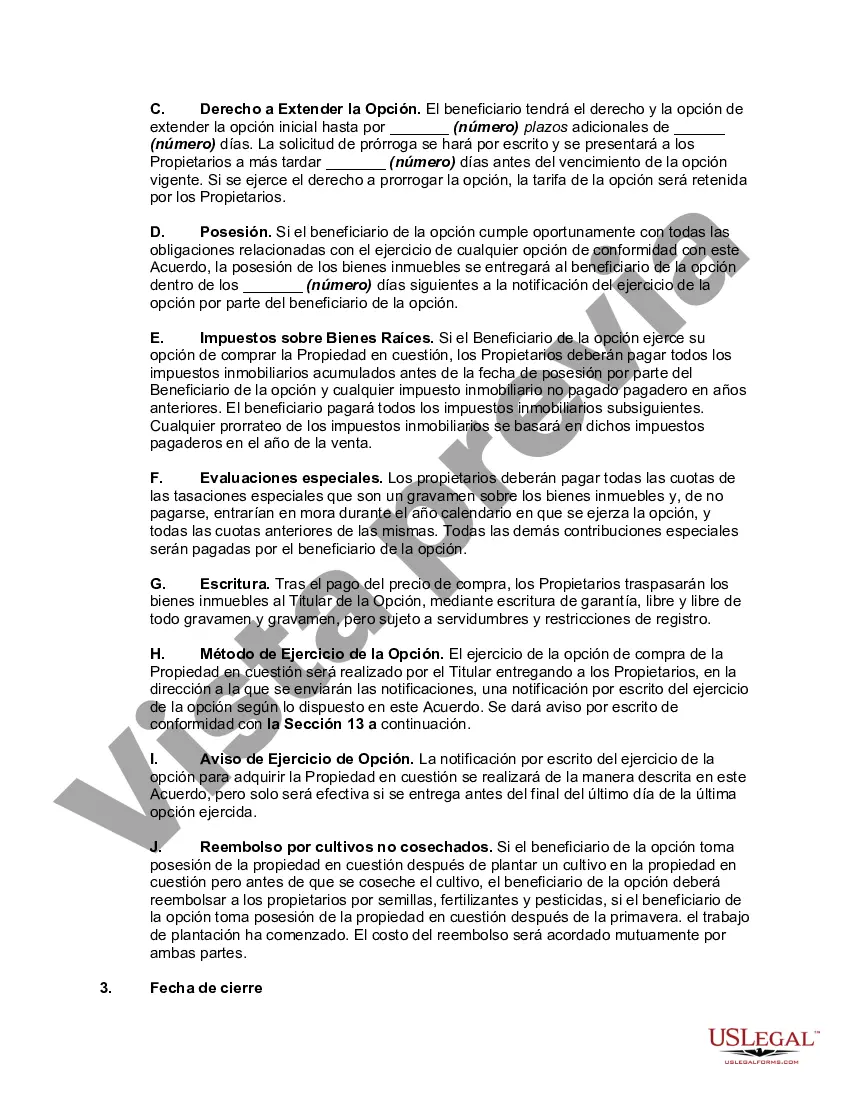 Preview Opción de compra de terrenos agrícolas para ser desarrollados con fines industriales o comerciales