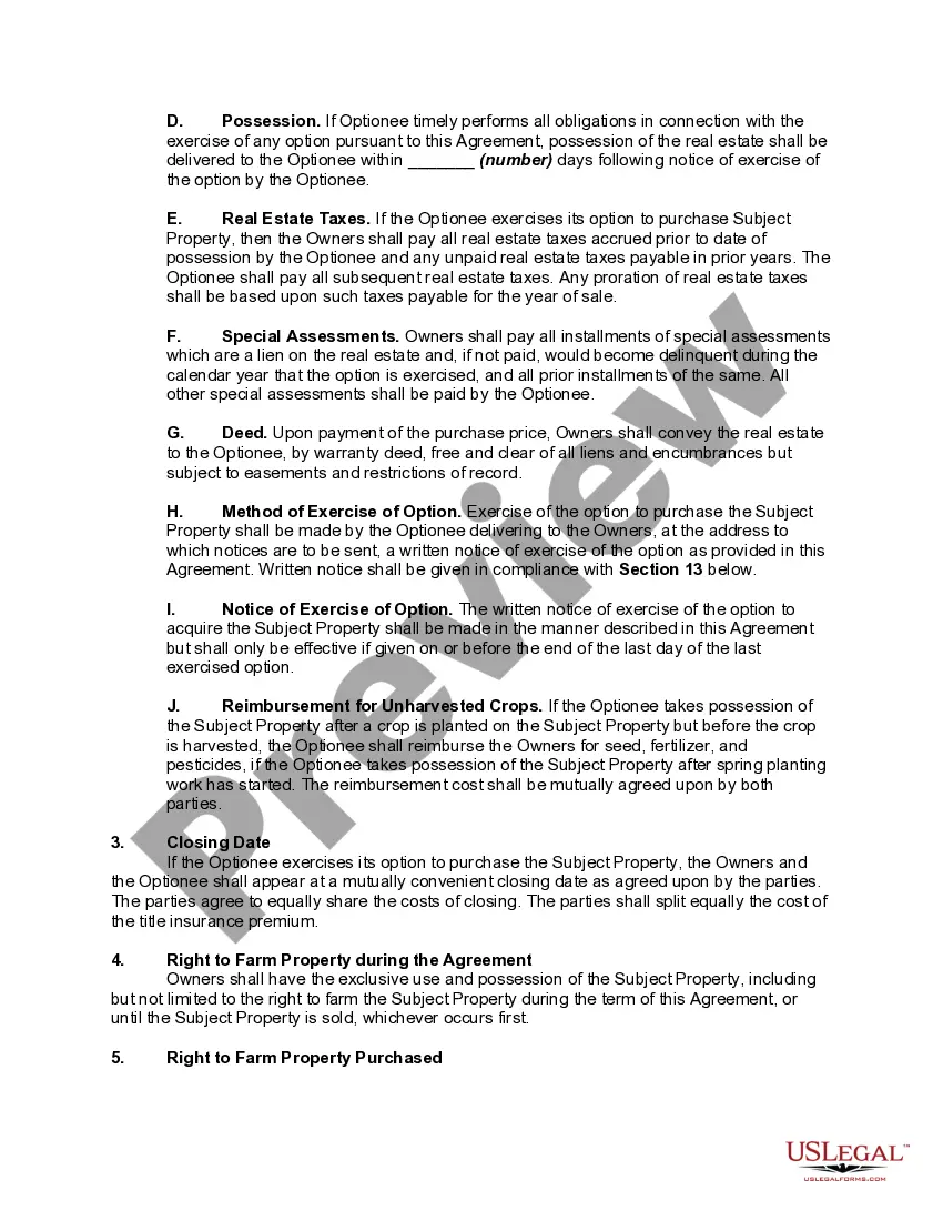 Get Option to Purchase Farm Land to be Developed for Industrial or Commercial Purposes Preview Option to Purchase Farm Land to be Developed for Industrial or Commercial Purposes