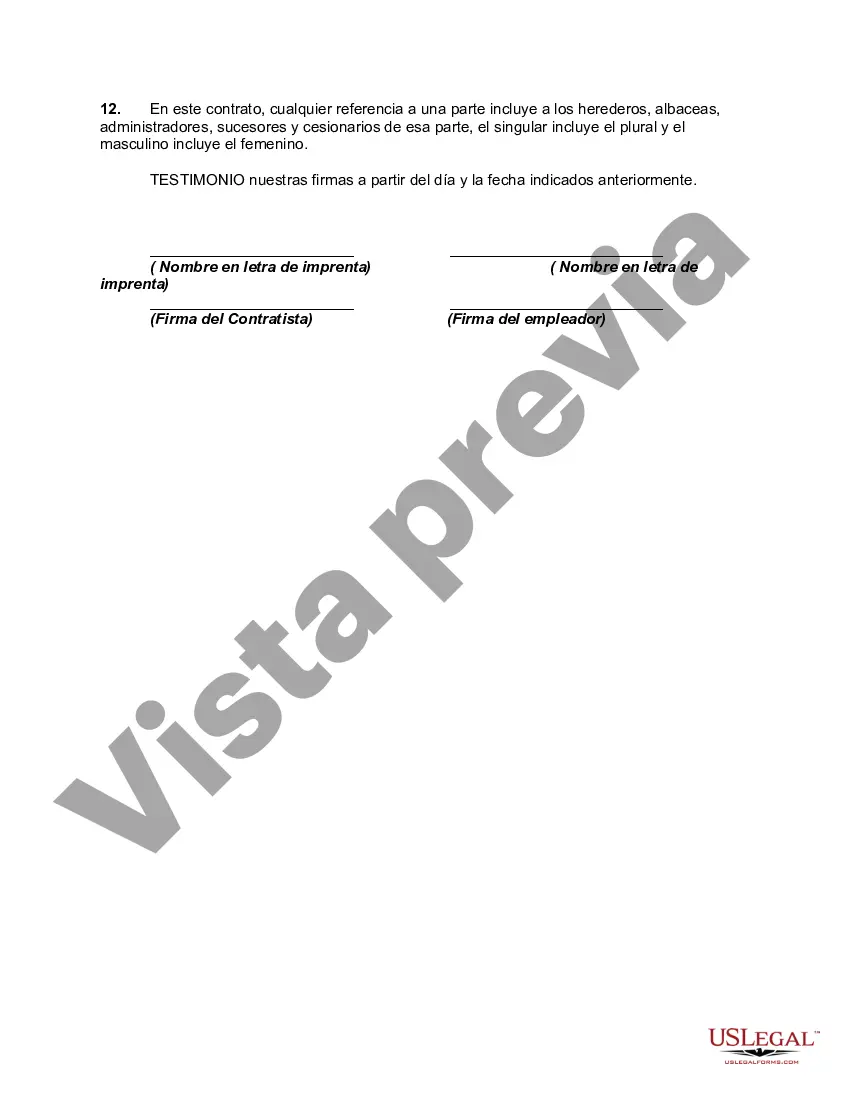 Preview Contrato de asistencia a tiempo parcial de un contratista independiente