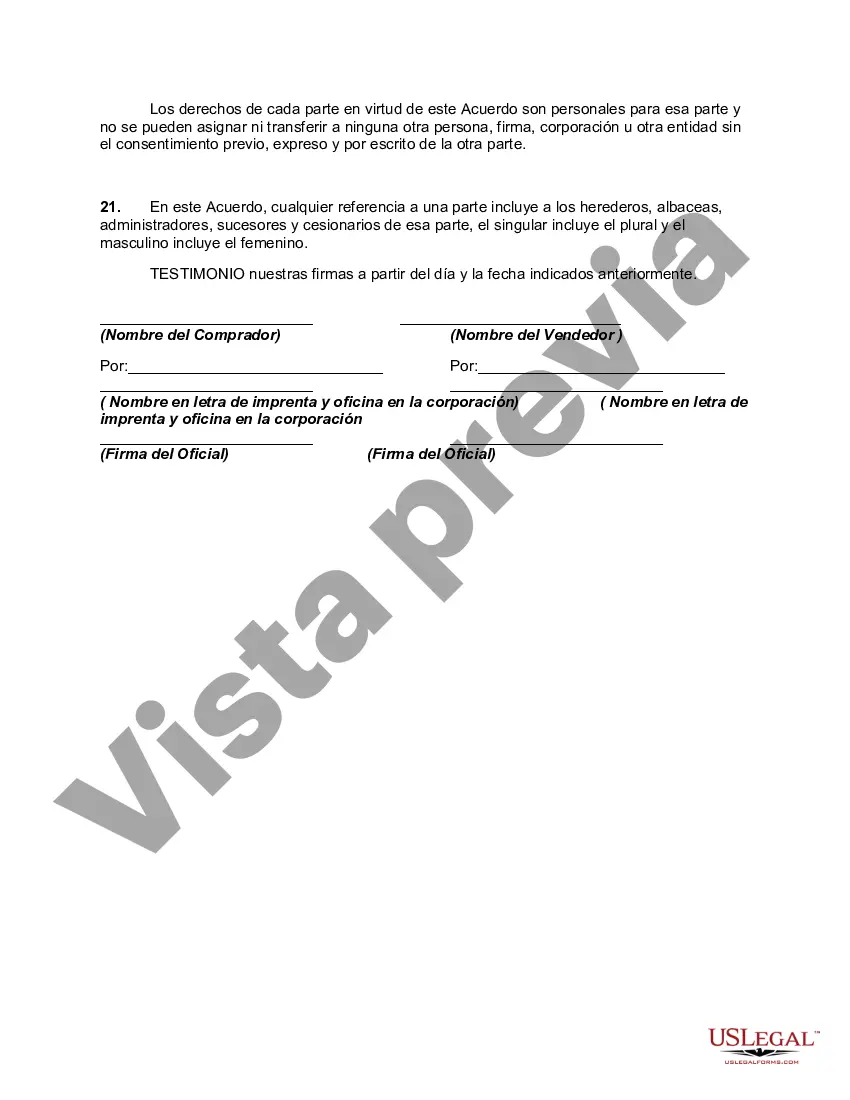 Preview Acuerdo de compra de activos corporativos