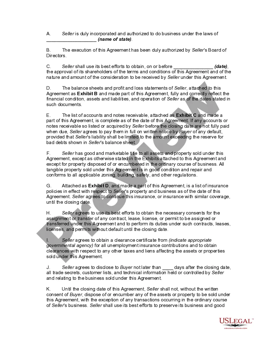 Preview Corporate Asset Purchase Agreement