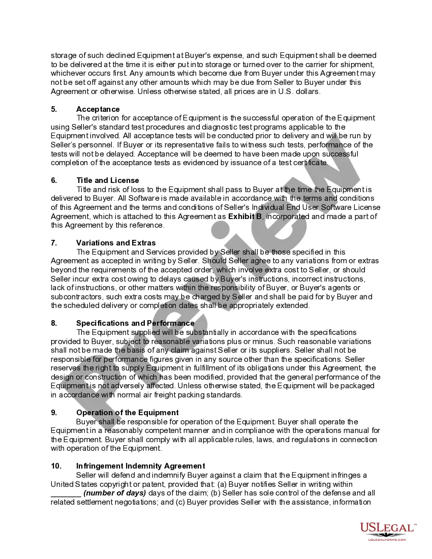 Get Agreement for Sale Equipment and Related Software Preview Agreement for Sale Equipment and Related Software