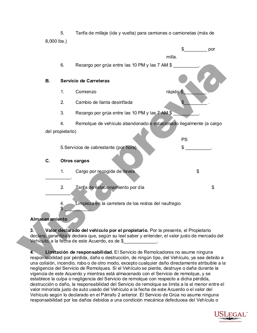 Preview Contrato de Servicios de Remolque, Grúa y Almacenamiento de Vehículos o Camiones