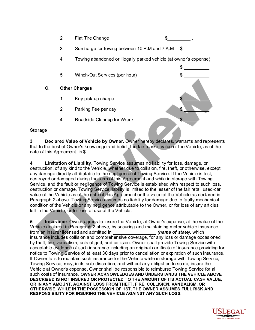 Towing Contract Template