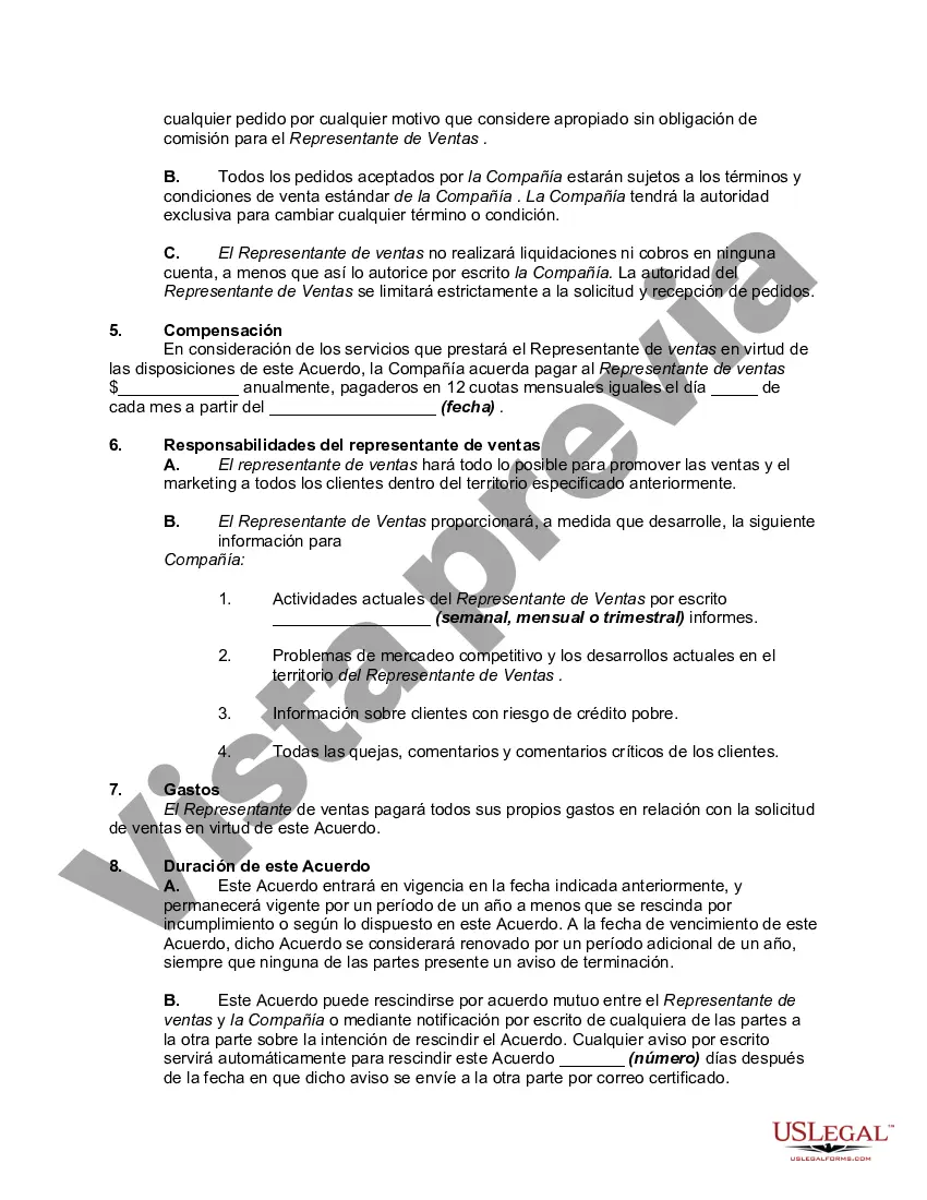 Preview Acuerdo de contratista independiente con representante de ventas con acuerdo de confidencialidad