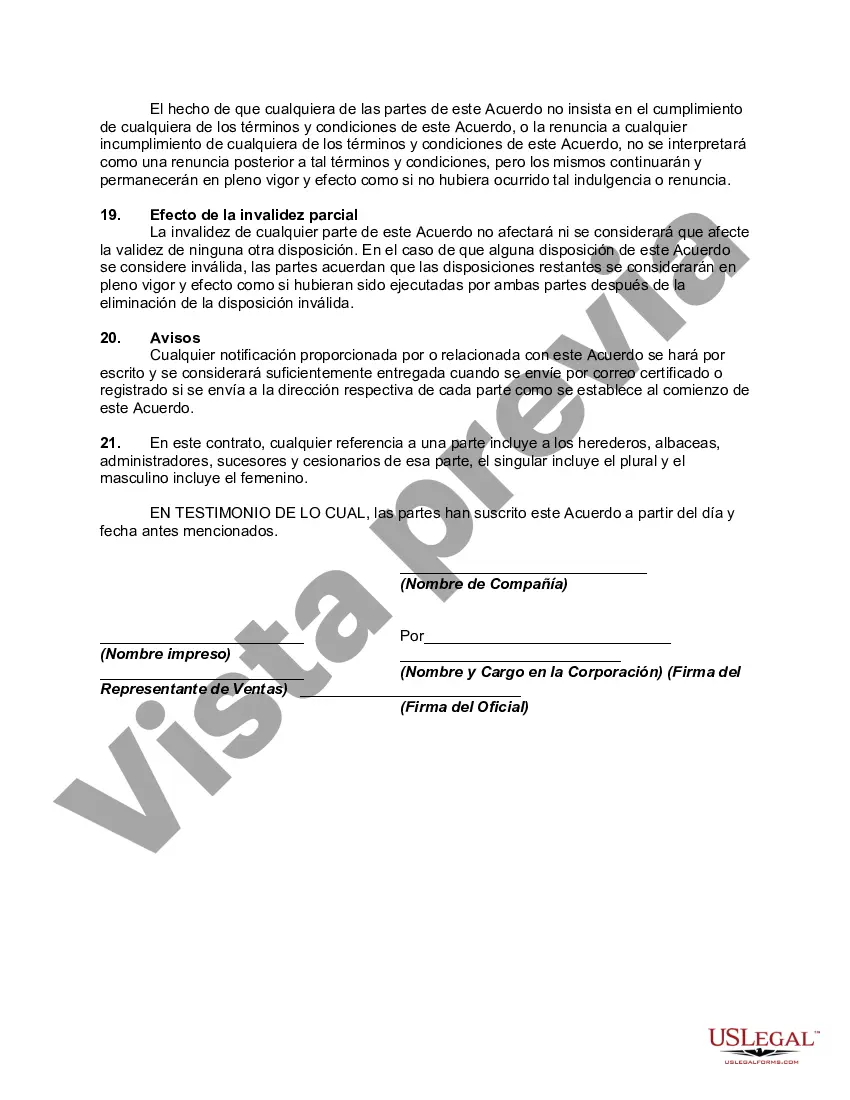 Preview Acuerdo de contratista independiente con representante de ventas con acuerdo de confidencialidad