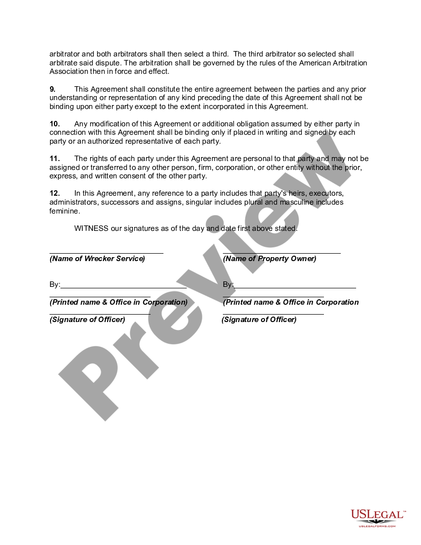 Towing Contract Template Within towing service agreement template