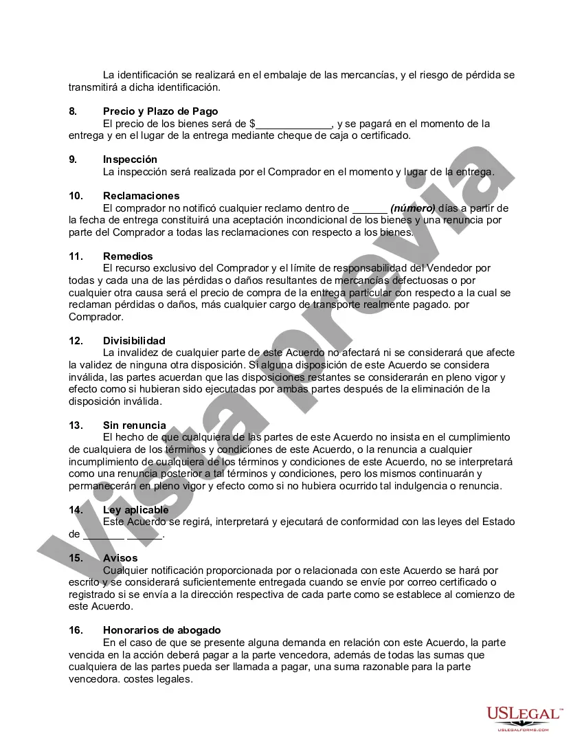 Preview Forma General de Acuerdo para la Venta de Bienes o Bienes Muebles con Limitación de los Recursos del Comprador