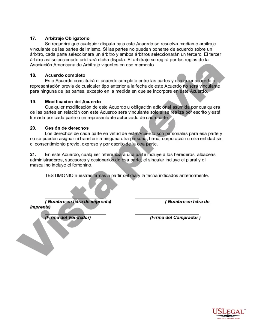 Preview Forma General de Acuerdo para la Venta de Bienes o Bienes Muebles con Limitación de los Recursos del Comprador