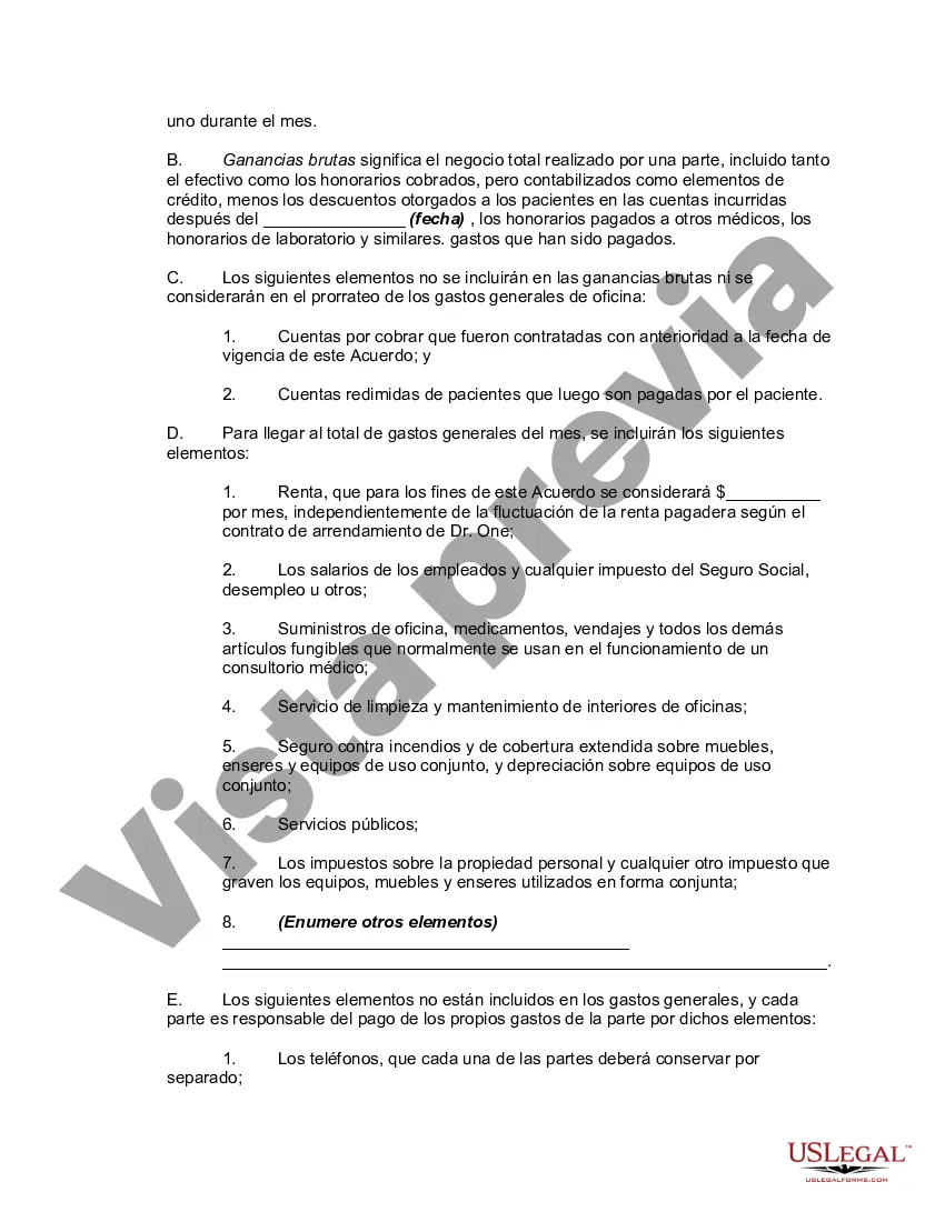 Preview Acuerdo entre Médicos para Compartir Oficinas sin Formar Sociedad