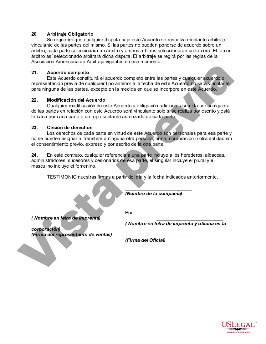 Preview Acuerdo con Representante de Ventas para Vender Contratos de Servicios de Limpieza