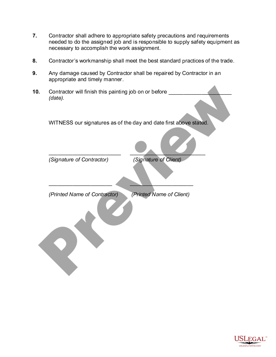 page 1 Contract for Painting Services preview
