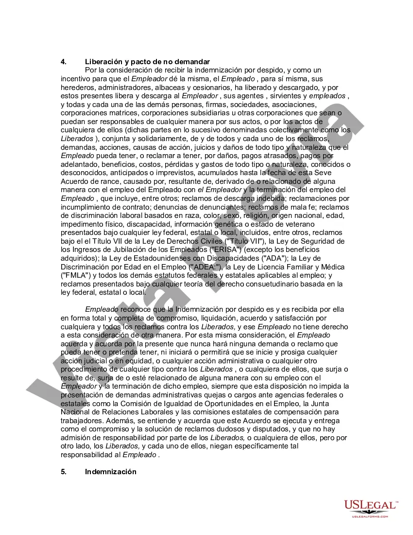 Preview Acuerdo de Indemnización por Terminación o Renuncia del Trabajo o Empleo