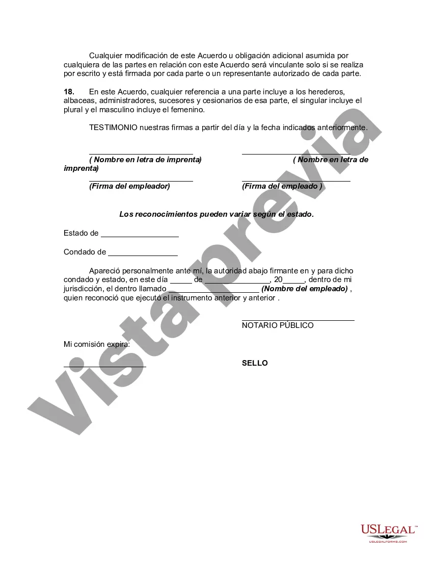 Preview Acuerdo de Indemnización por Terminación o Renuncia del Trabajo o Empleo