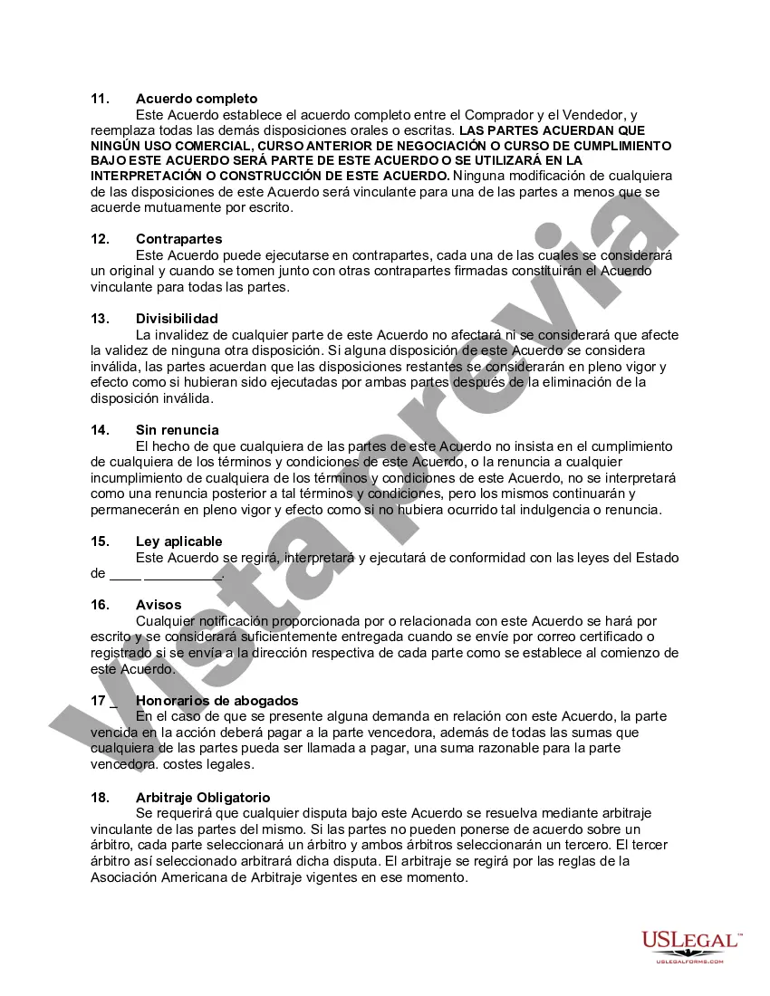 Preview Contrato de Venta de Equipos; Se rechazan expresamente los términos adicionales propuestos; Descargo de responsabilidad de garantías