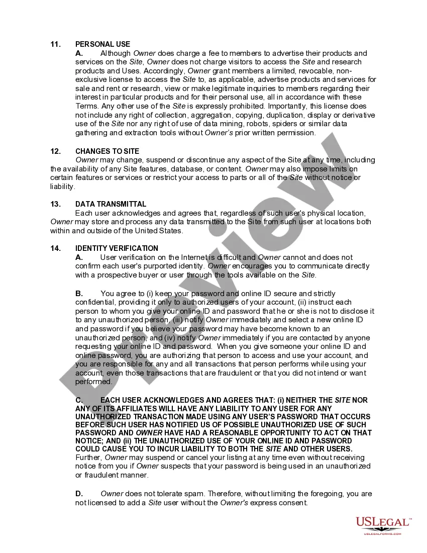 Get Terms of Use for Online Classified and Online Advertising Services - Privacy Policy and Intellectual Property Use Preview Terms of Use for Online Classified and Online Advertising Services - Privacy Policy and Intellectual Property Use