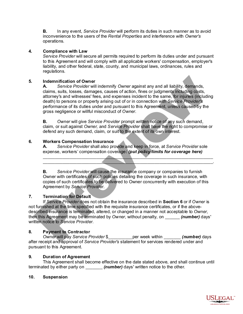 page 1 Maintenance Service Agreement for Rental Properties preview